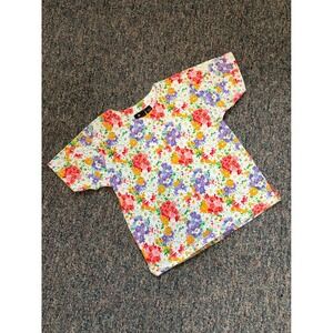 Vintage Lizsport Floral Print‎ T Shirt Women Size S Short Sleeve Casual Top